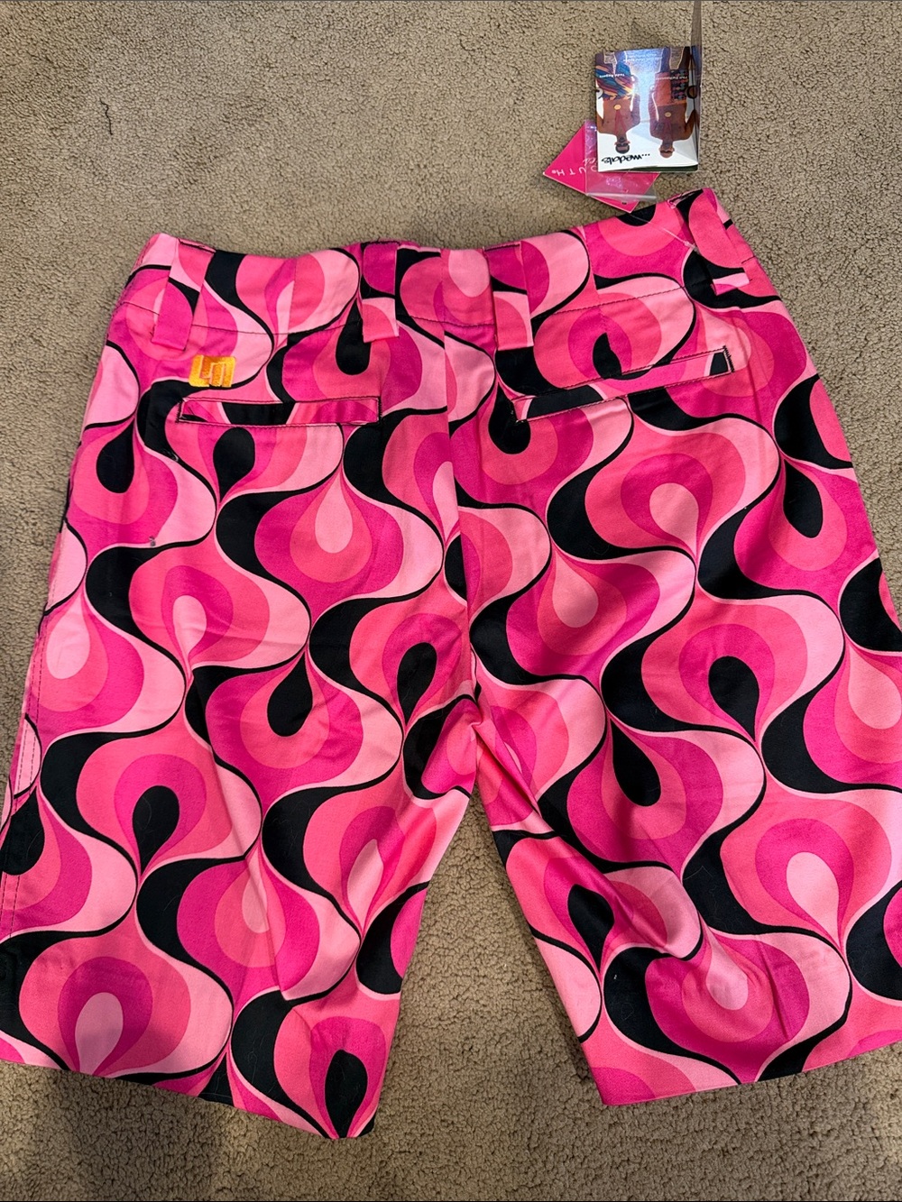 Loudmouth Women's Pink Patterned Retro Print Shorts - Picture 3 of 3